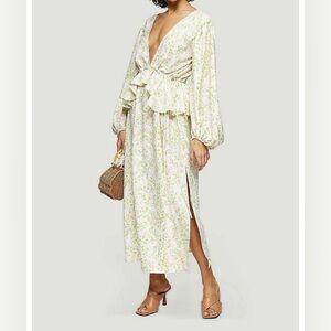 TOPSHOP Ivory Floral Print Double V Maxi Dress